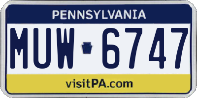 PA license plate MUW6747