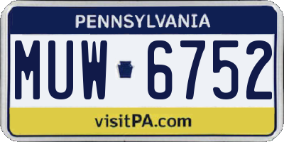 PA license plate MUW6752