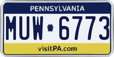 PA license plate MUW6773