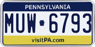 PA license plate MUW6793