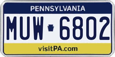 PA license plate MUW6802