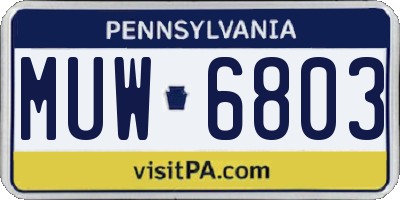 PA license plate MUW6803
