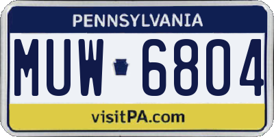 PA license plate MUW6804