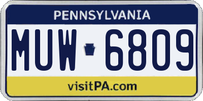 PA license plate MUW6809