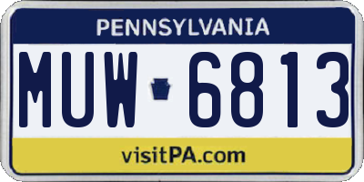 PA license plate MUW6813