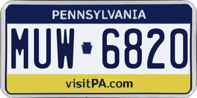 PA license plate MUW6820