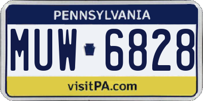 PA license plate MUW6828