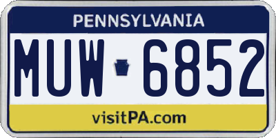 PA license plate MUW6852