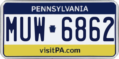 PA license plate MUW6862