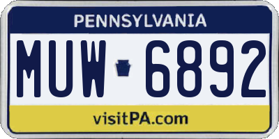 PA license plate MUW6892