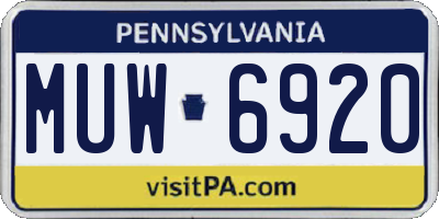 PA license plate MUW6920