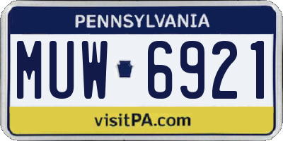 PA license plate MUW6921