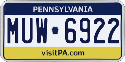 PA license plate MUW6922