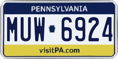 PA license plate MUW6924