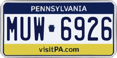 PA license plate MUW6926