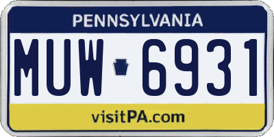 PA license plate MUW6931