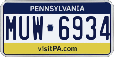 PA license plate MUW6934