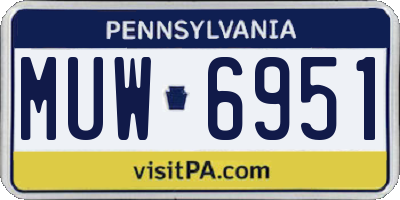 PA license plate MUW6951