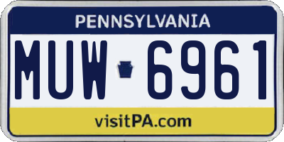 PA license plate MUW6961