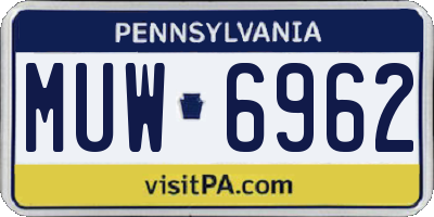 PA license plate MUW6962