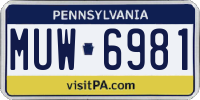 PA license plate MUW6981