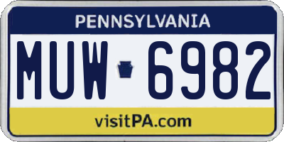 PA license plate MUW6982