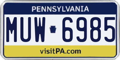PA license plate MUW6985