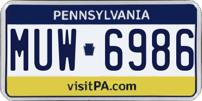 PA license plate MUW6986