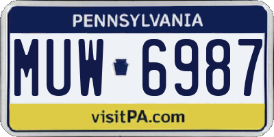 PA license plate MUW6987