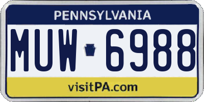 PA license plate MUW6988