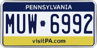 PA license plate MUW6992