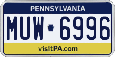 PA license plate MUW6996