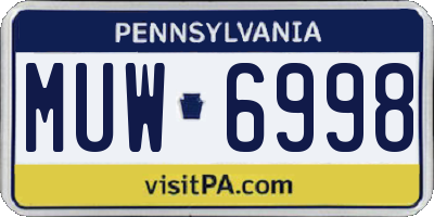 PA license plate MUW6998