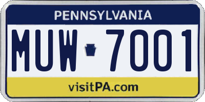 PA license plate MUW7001
