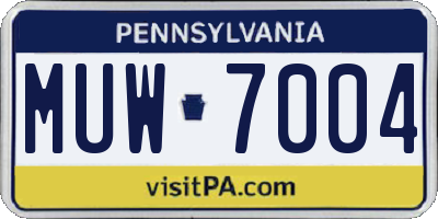 PA license plate MUW7004