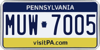 PA license plate MUW7005