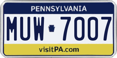 PA license plate MUW7007