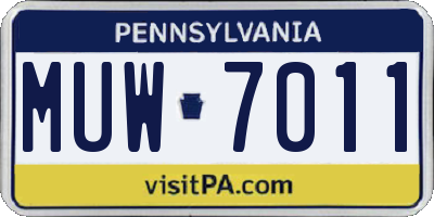 PA license plate MUW7011