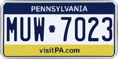 PA license plate MUW7023