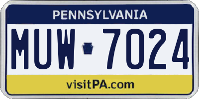 PA license plate MUW7024