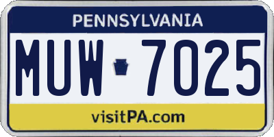 PA license plate MUW7025