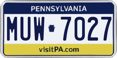 PA license plate MUW7027