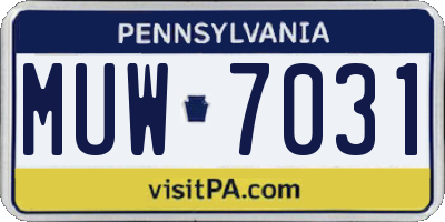 PA license plate MUW7031