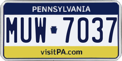 PA license plate MUW7037