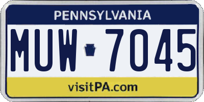 PA license plate MUW7045