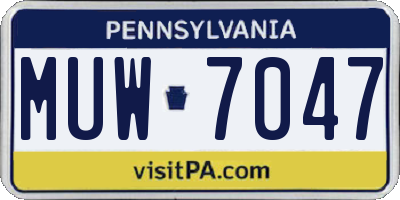 PA license plate MUW7047