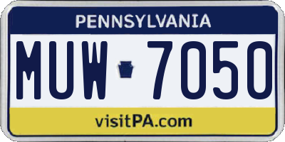 PA license plate MUW7050