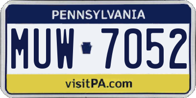 PA license plate MUW7052