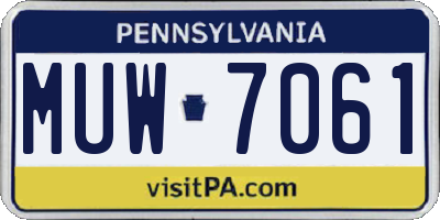 PA license plate MUW7061