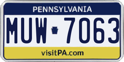 PA license plate MUW7063